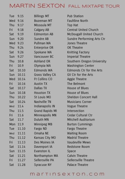 Martin Sexton - Mixtape Tour - 2015 Tour Poster