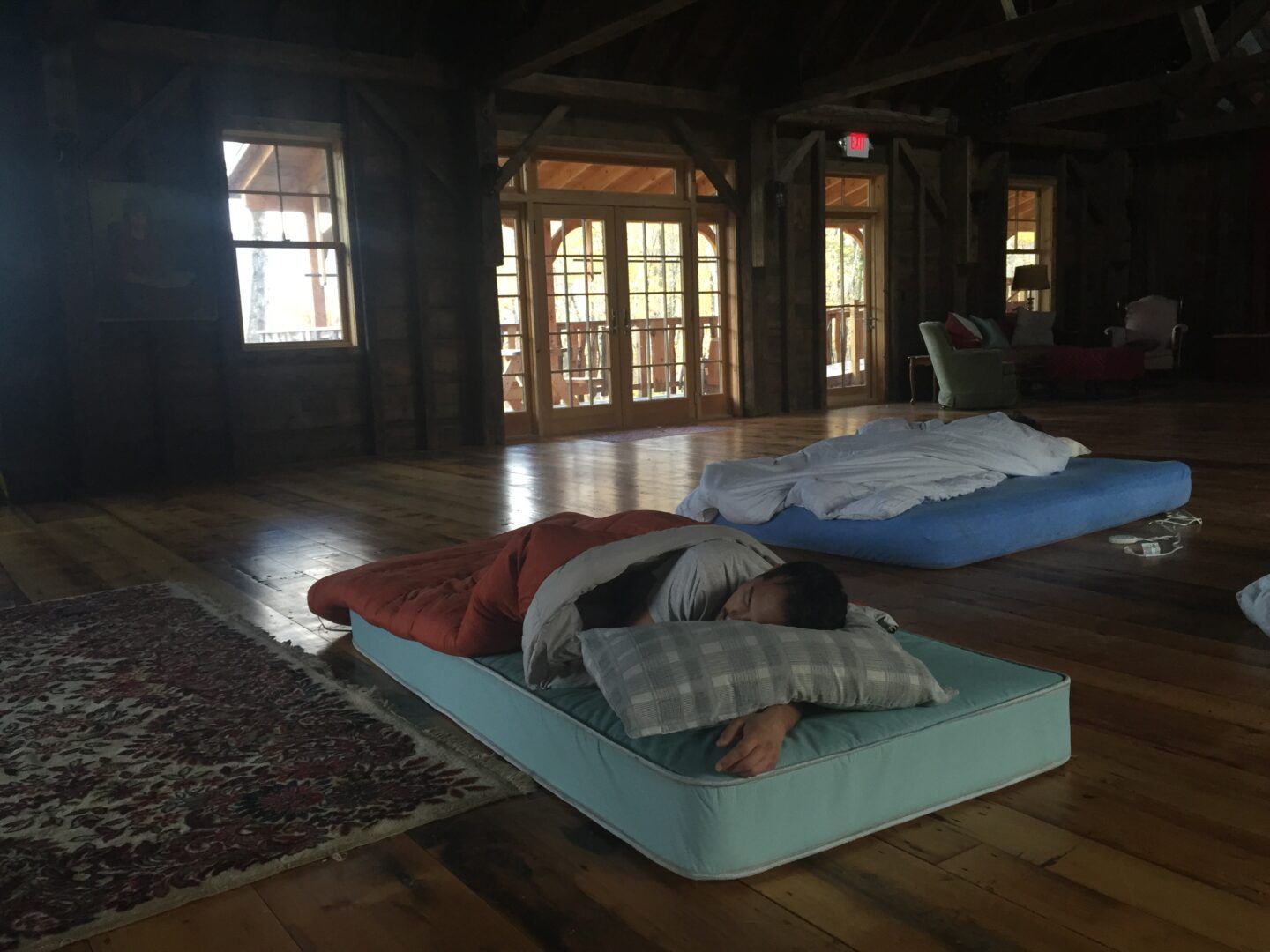 Passed out in a renovated barn on a mountain south of Burlington