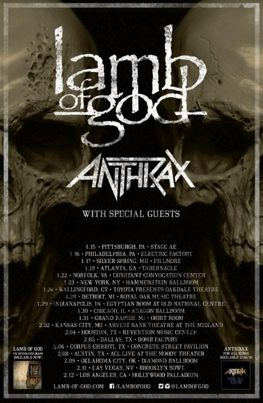 Lamb of God - 2016 U.S. Tour - 2016 Tour Poster