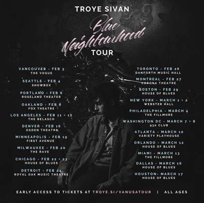 Troye Sivan Blue Neighbourhood tour