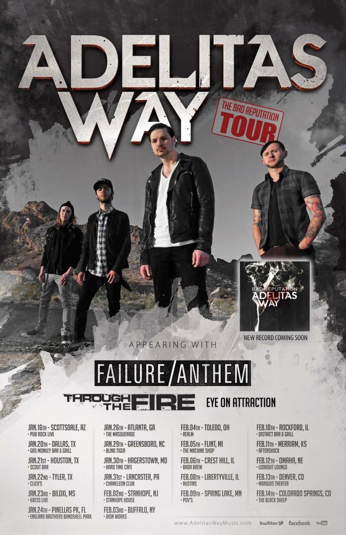 Adelitas Way - Bad Reputation U.S. Tour - 2016 Tour Poster
