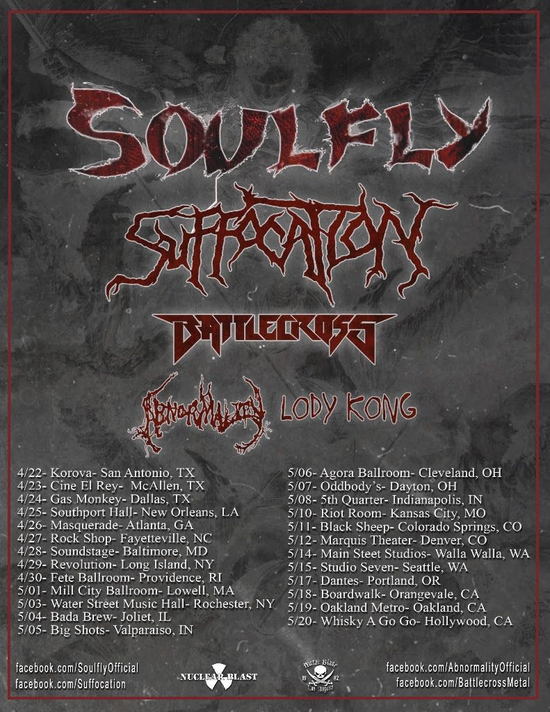 Soulfly - 2016 U.S. Tour - 2016 Tour Poster