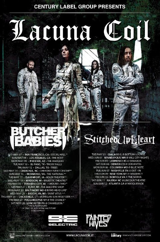 Lacuna Coil - Delirium North American Tour - 2016 Tour Poster