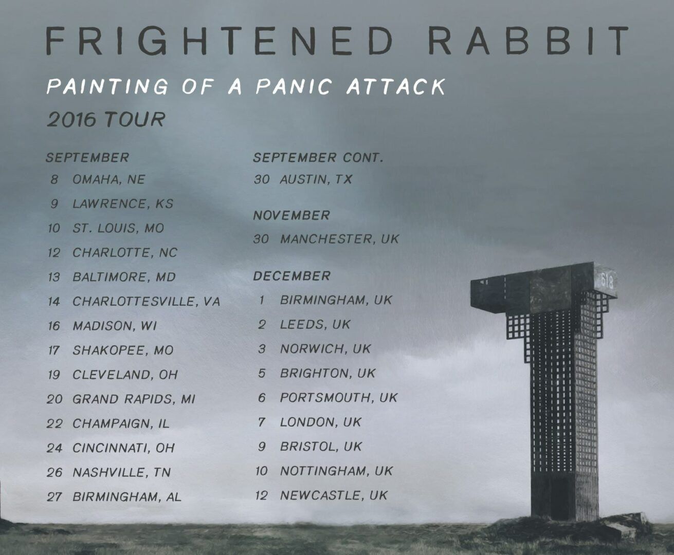 Frightened Rabbit - U.S. and European Painting of a Panic Attack Tour - 2016 Tour Poster