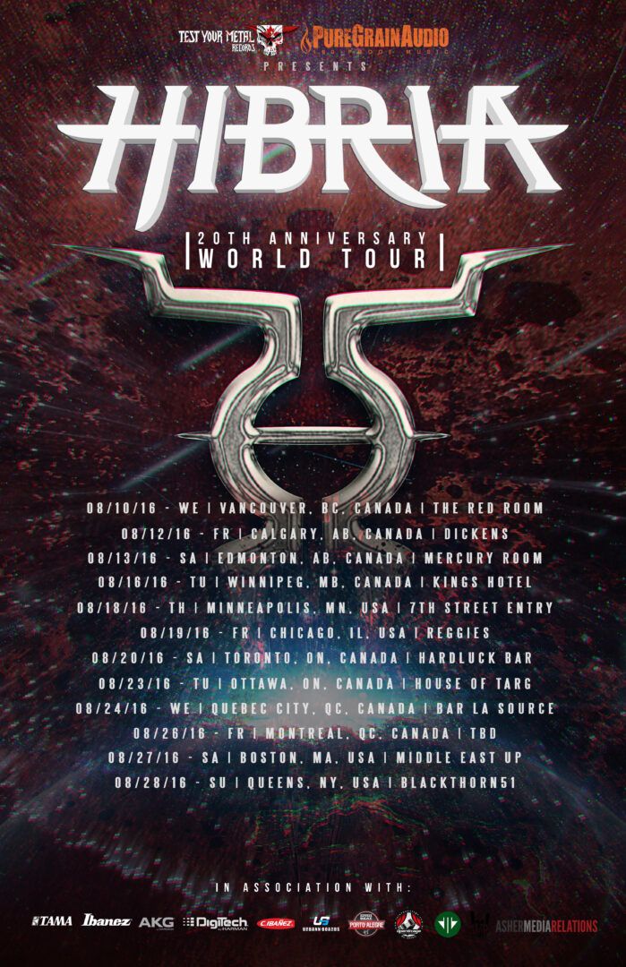Hibria - North American Leg 20th Anniversary World Tour - 2016 Tour Poster