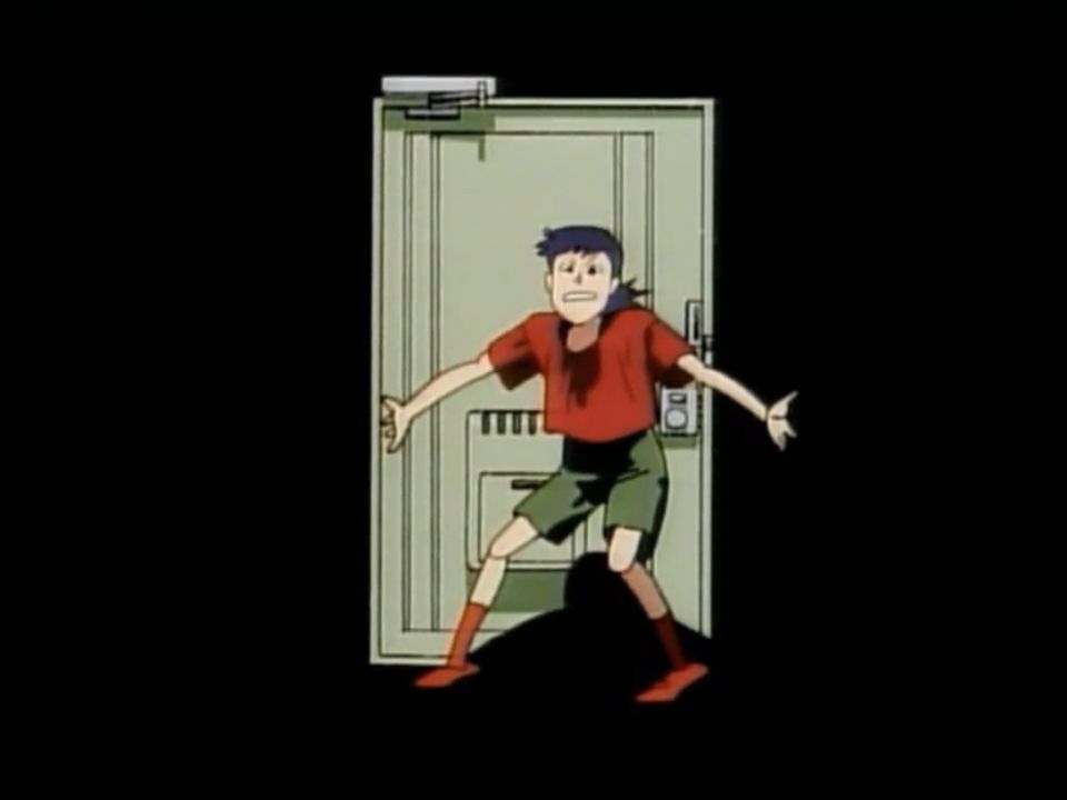 inumaru stands in front of door