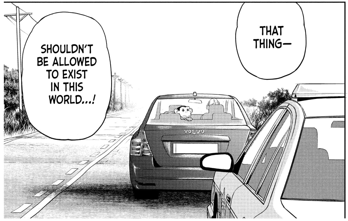 "that thing--shouldn't be allowed to exist in this world...!" (the thing is charlie in a car)