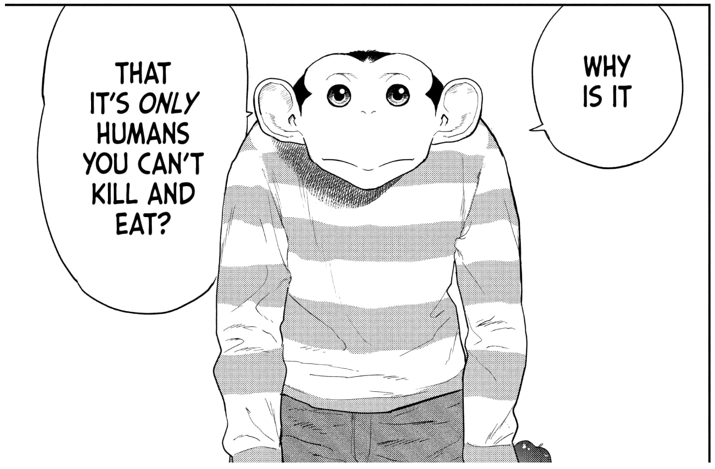 charlie says, "why is it that it's ONLY humans you can't kill and eat?"