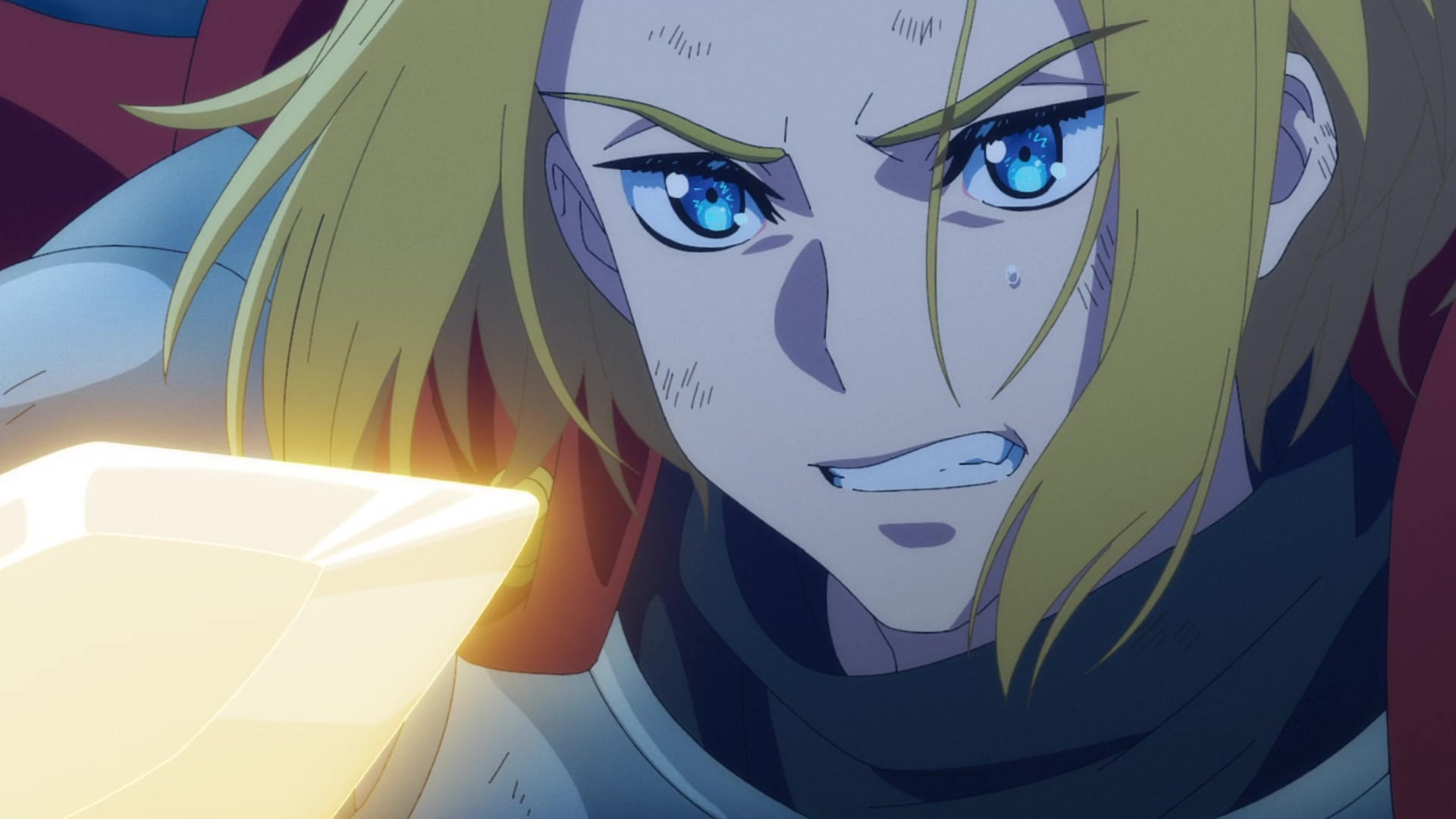 close-up of luke as he brandishes his sword heroically