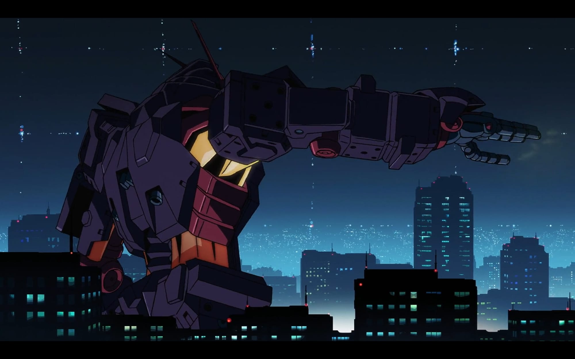 the psycho gundam aims its finger cannons