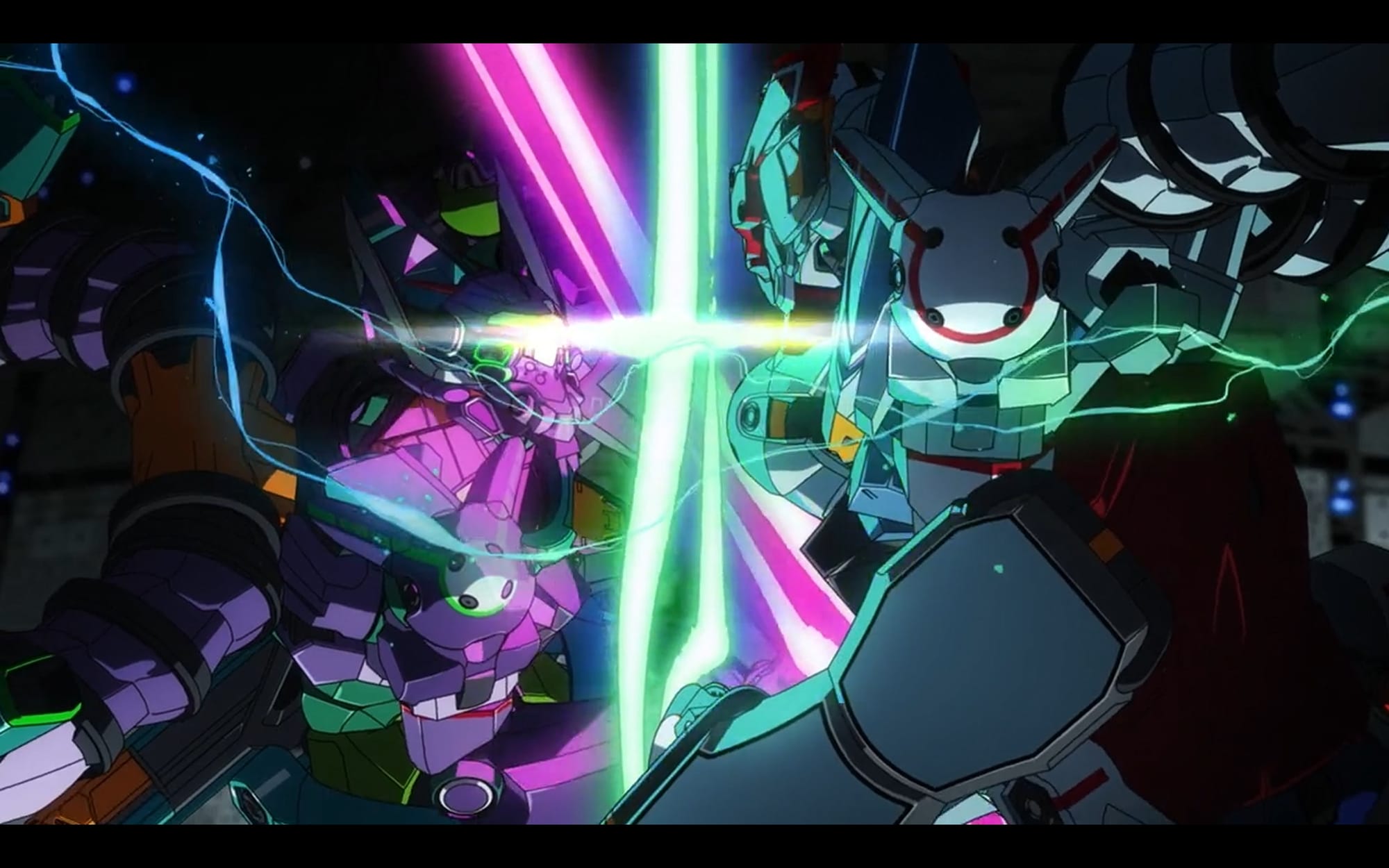 the gquuuuuux and gfred clash with laser swords