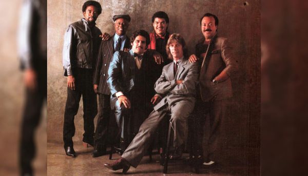 Members of the short-lived Santana spinoff group R.O.A.R.: Alex Ligertwood, Armando Peraza, Chester Thompson, Orestes Vilato, Rafael Cornejo, Raul Rekow