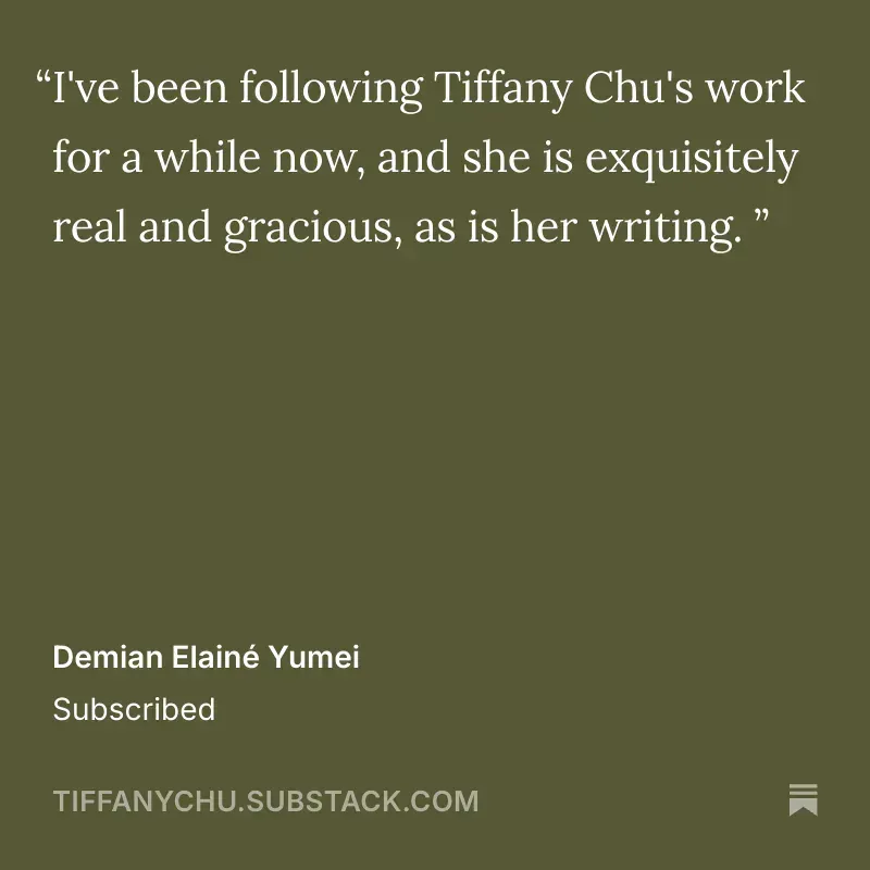 Such a wonderful message to wake up to. Thank you for this burst of encouragement, Demian Elainé Yumei. Messages like this can keep me writing for weeks.