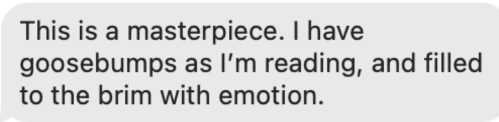 When you’re pacing around waiting for your line editor to get back to you, and she texts you this 😭: