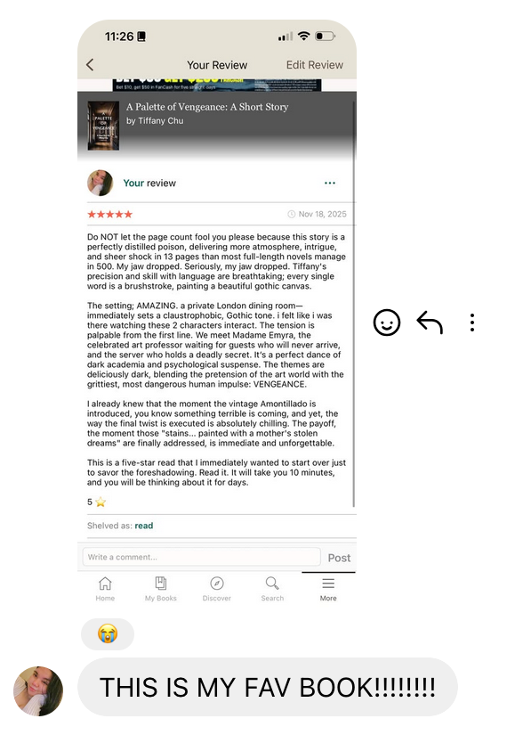 We all need readers like Dani, who will DM you randomly to tell you a short story nobody else liked is their favourite book. 😭