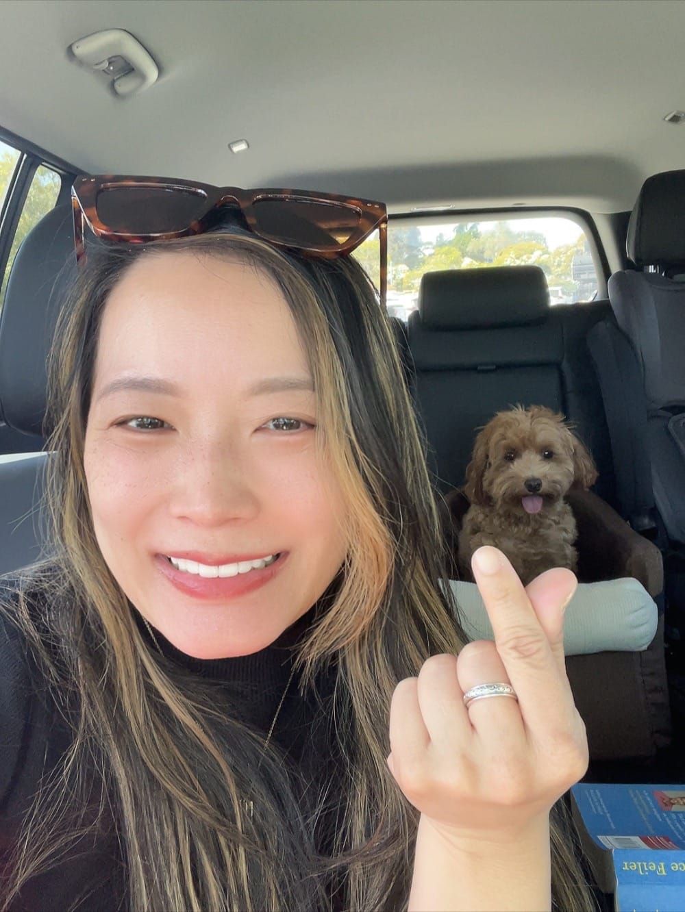 Proof of human (and dog). Not pictured are the cypress trees I got to walk under. Highly recommend hiking among trees.