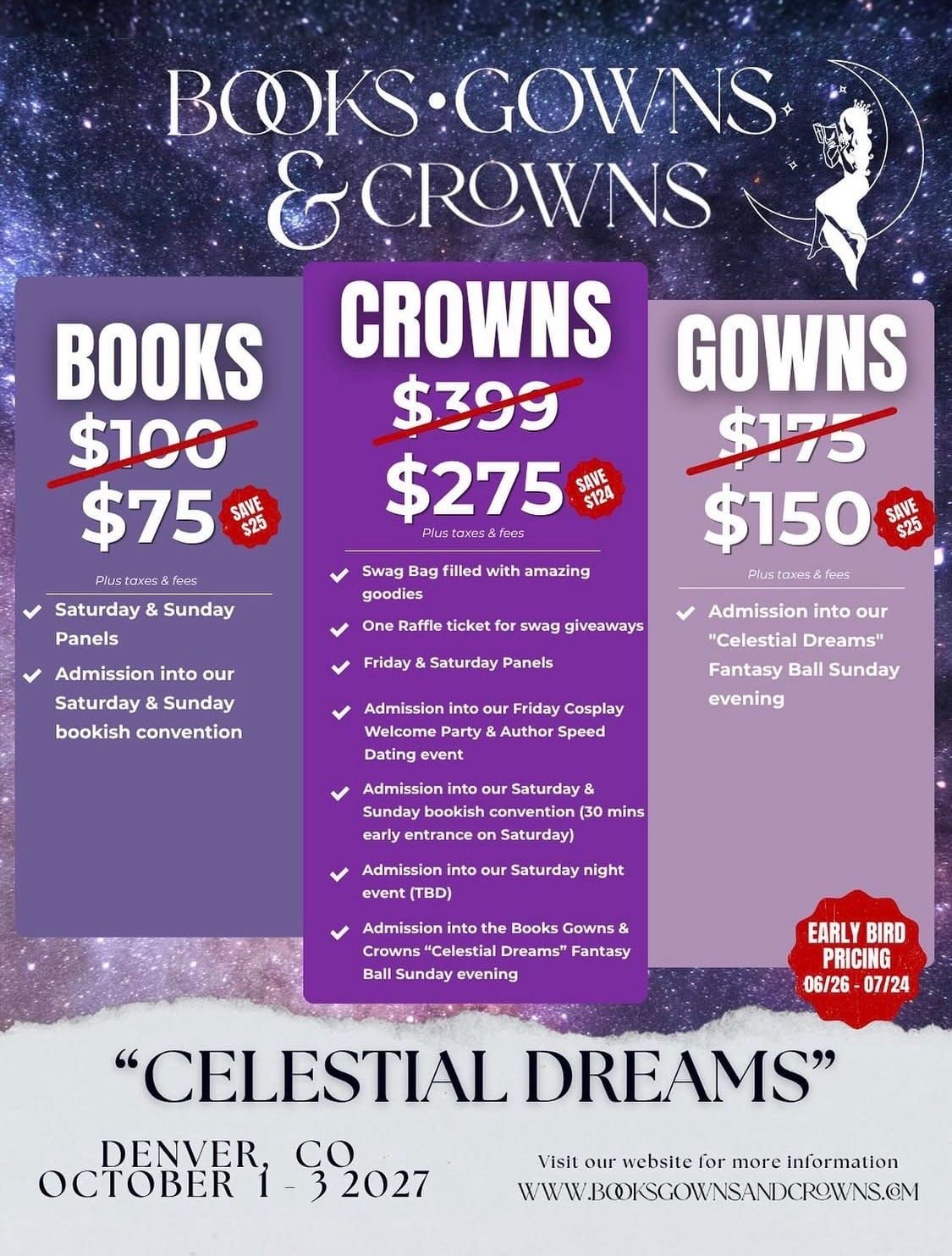 1-3 October 2027 | Books Gowns and Crowns (Denver, CO)