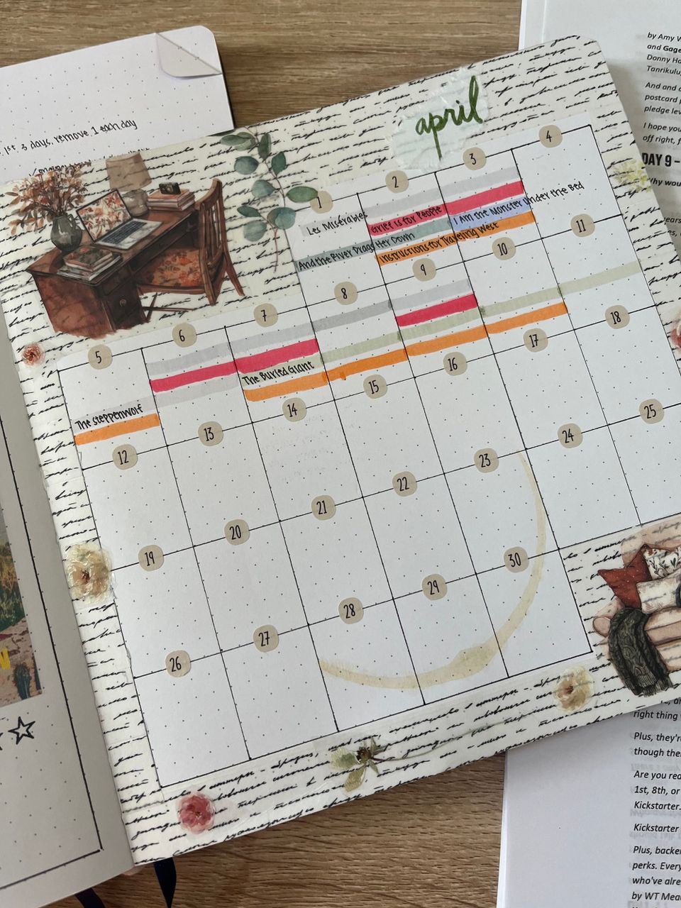 My morning coffee left a gift on my reading journal 🩵