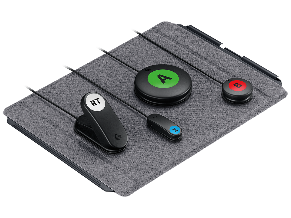 An image of a gaming mat with buttons included in the Logitech Adaptive Gaming Kit.