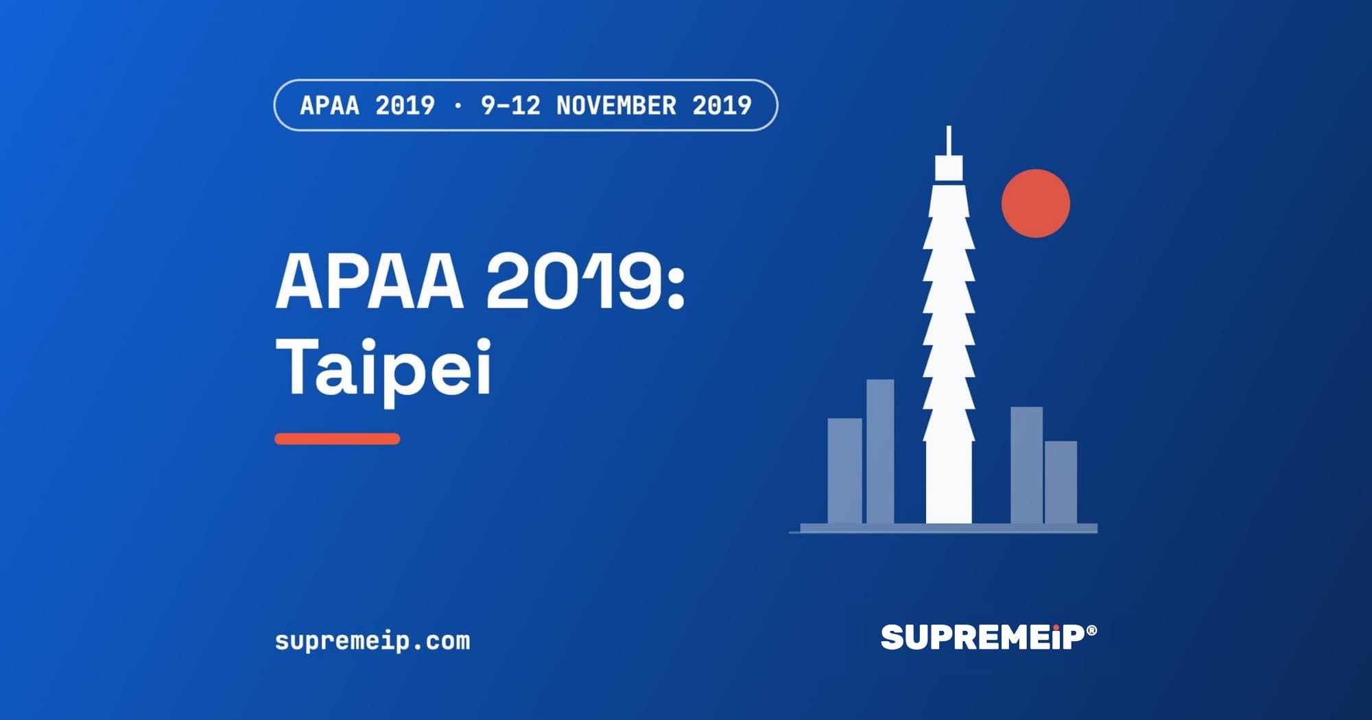 APAA 70th Council Meeting 2019 in Taipei, Taiwan, SUPREMEiP® event banner