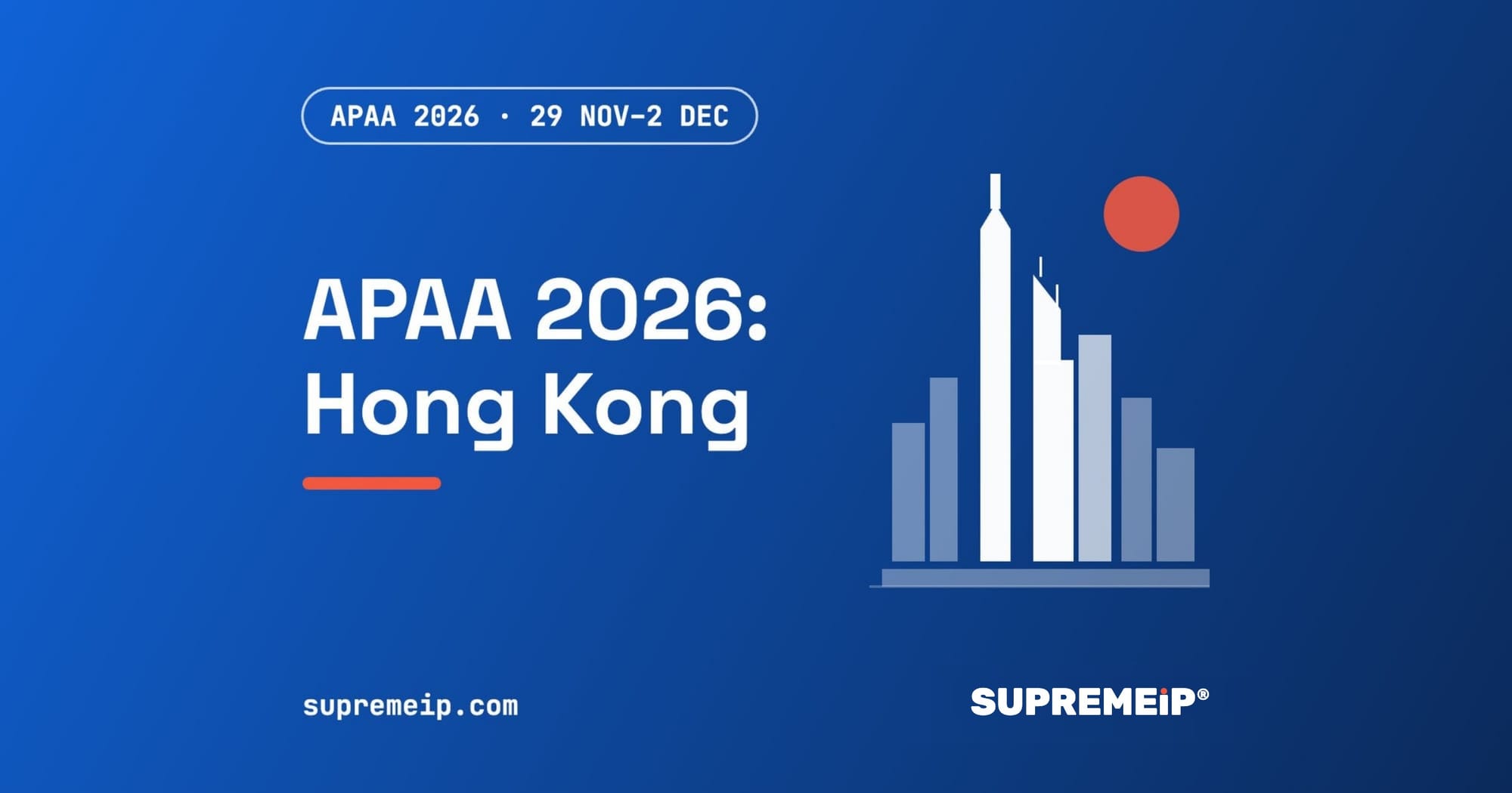 Hong Kong skyline, APAA 2026 event banner by SUPREMEiP®