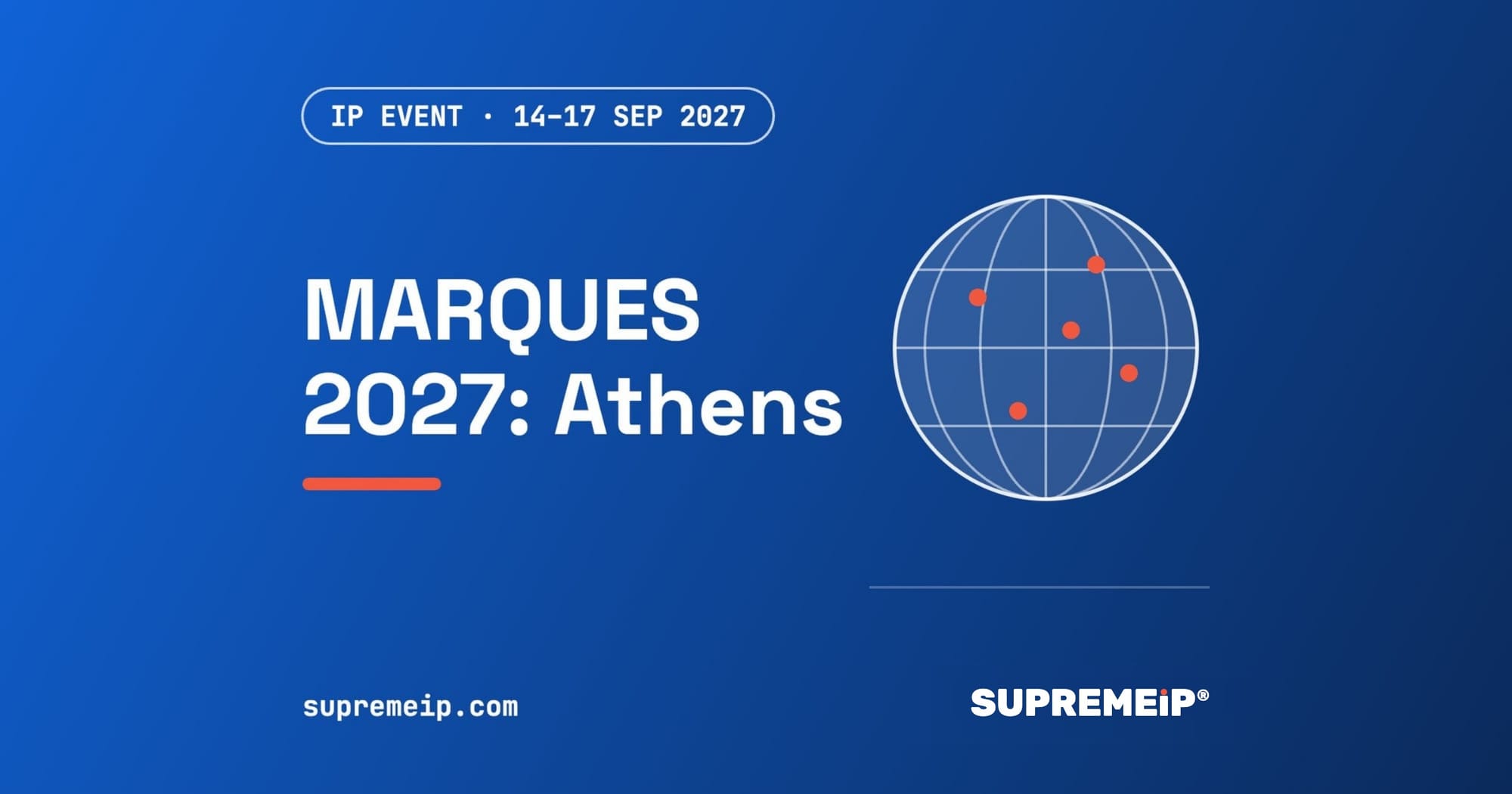 MARQUES 41st Annual Conference 2027 in Athens, SUPREMEiP® IP event banner
