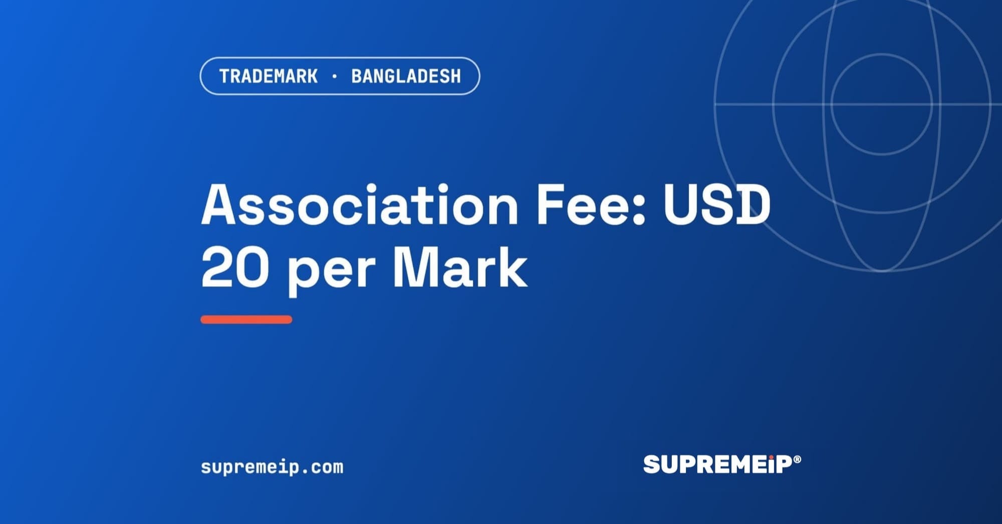Trademark Association Fee in Bangladesh: USD 20 per Cited Mark