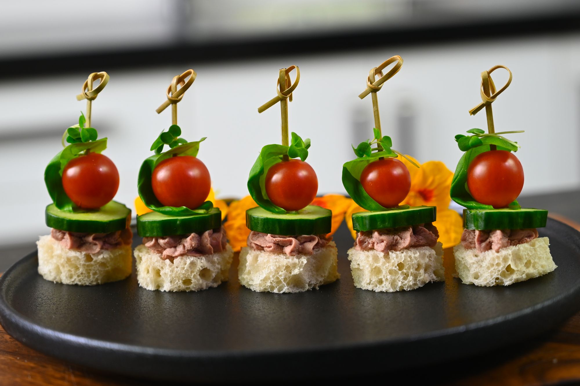 Tomato, Pâté and Basil Tea Sandwiches