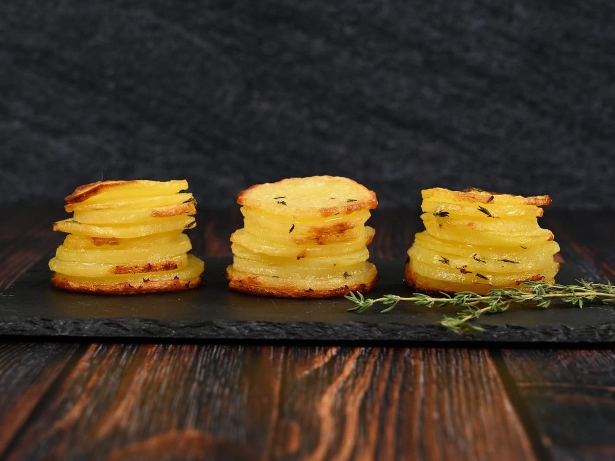 Golden Layered Potato Stacks