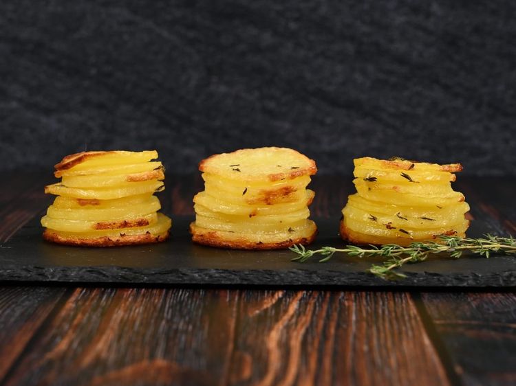 Golden Layered Potato Stacks