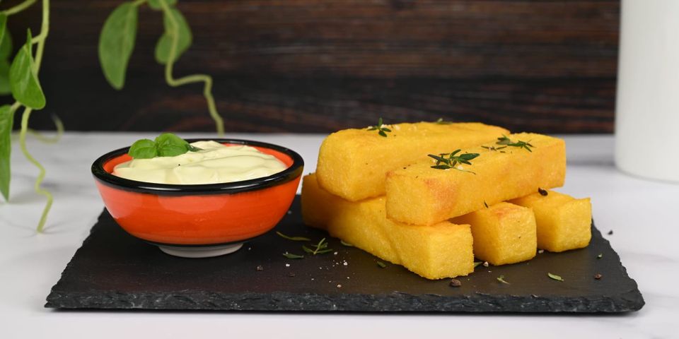 Golden polenta chips.