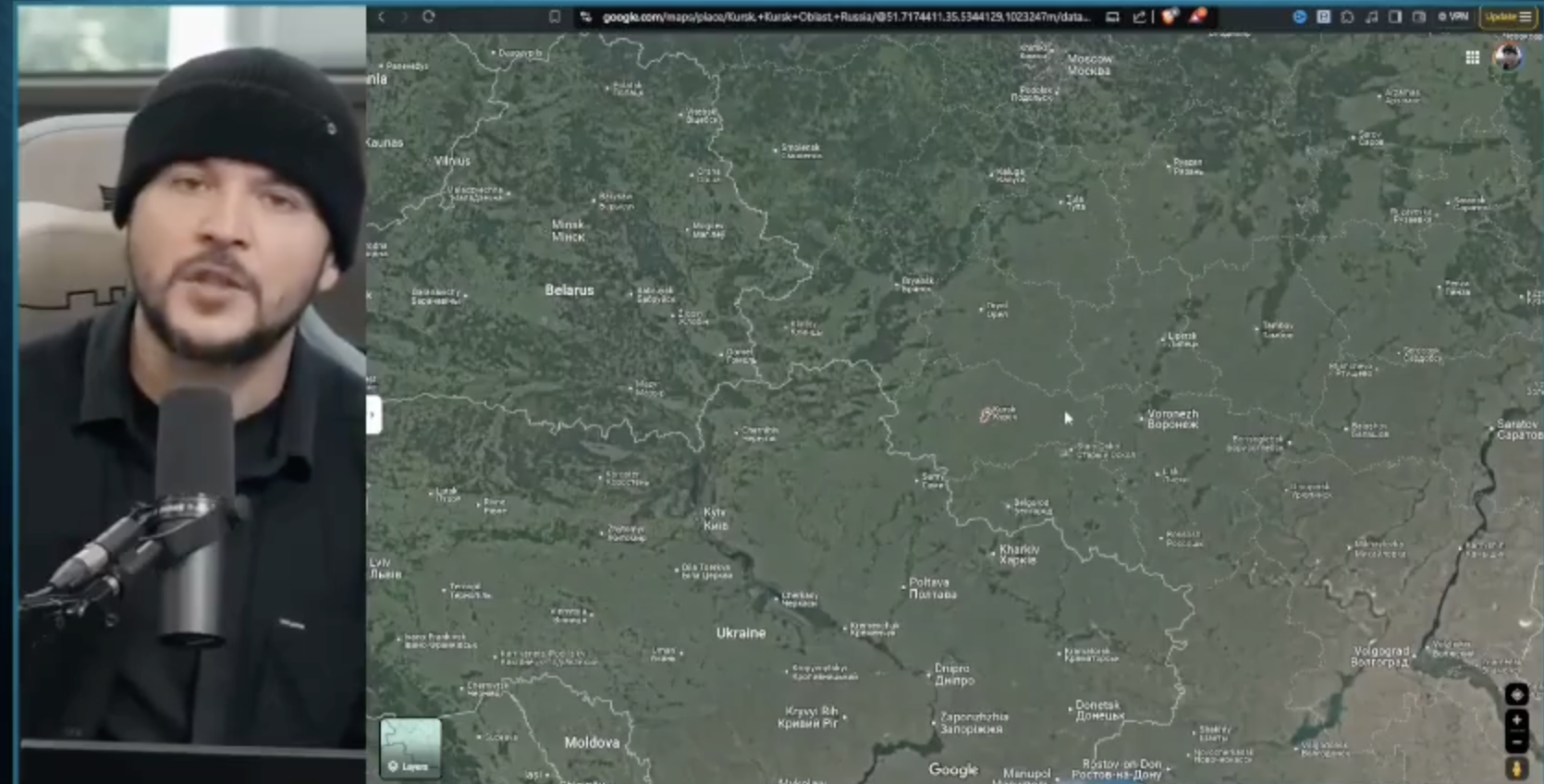  (Tim Pool delivering anti-Ukraine commentary on his show). 