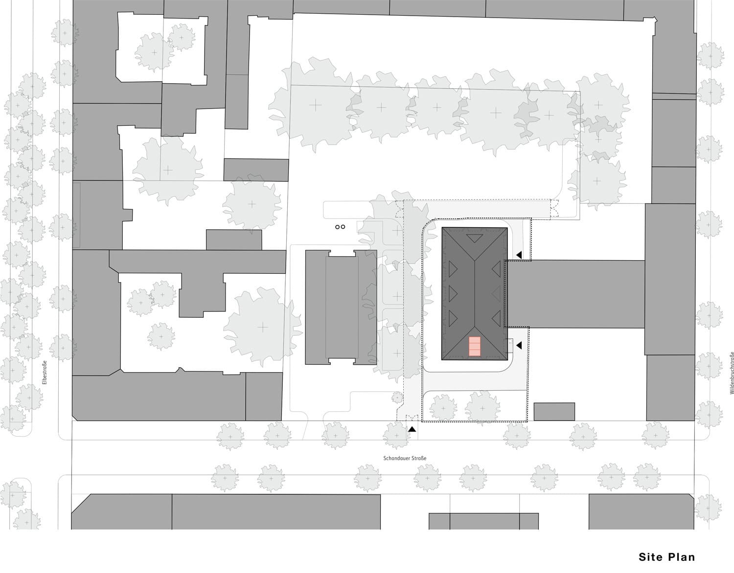 Site plan drawing for the Water Pumping Plant Renovation in Berlin.