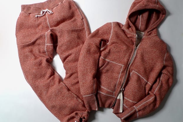 Burnt orange wings + horns Large Loop Terry Fleece hoodie and sweatpants from the Spring/Summer 2011 sweatsuit set.
