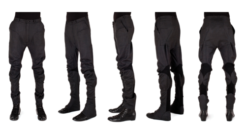 Aitor Throup Prelude Collection 2010 — trouser flat pattern pieces laid out showing the interlocking panel shapes and curved seam geometry