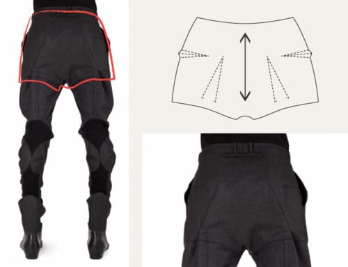 Aitor Throup Prelude Collection 2010 — trouser construction detail showing complex seam intersections and panel assembly