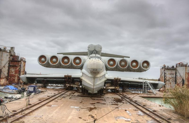Lun-class Ekranoplan MD-160 — forward P-270 Moskit missile launch tubes