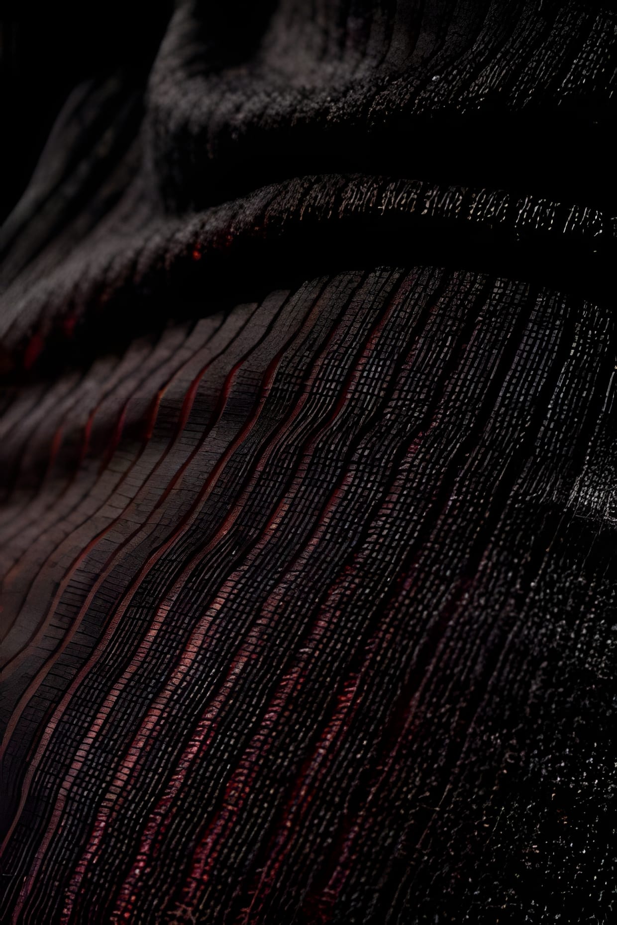 ACRONYM 2009 Fall/Winter dark ribbed knit texture detail.
