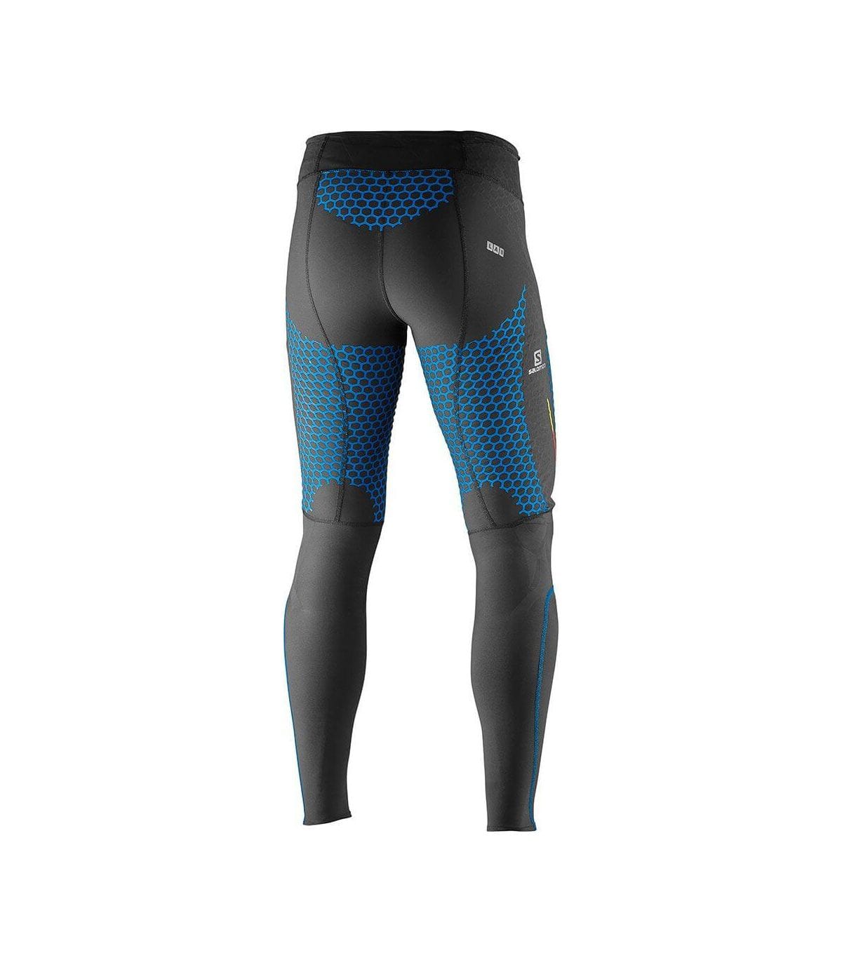 Men’s Salomon S/LAB EXO Tight, front side view showing thigh and knee support mapping
