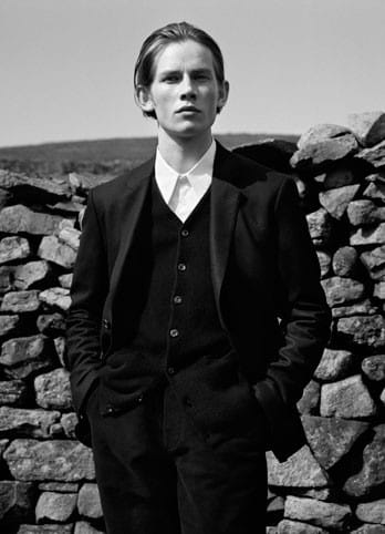 Gustav Frich in a black Margaret Howell three-piece suit in the Autumn/Winter 2016 campaign.