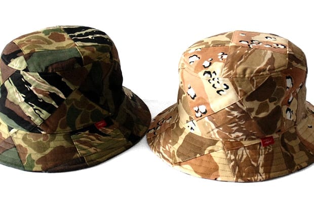 Futura Laboratories woodland and desert camouflage bucket hats from the Spring/Summer 2010 collection.