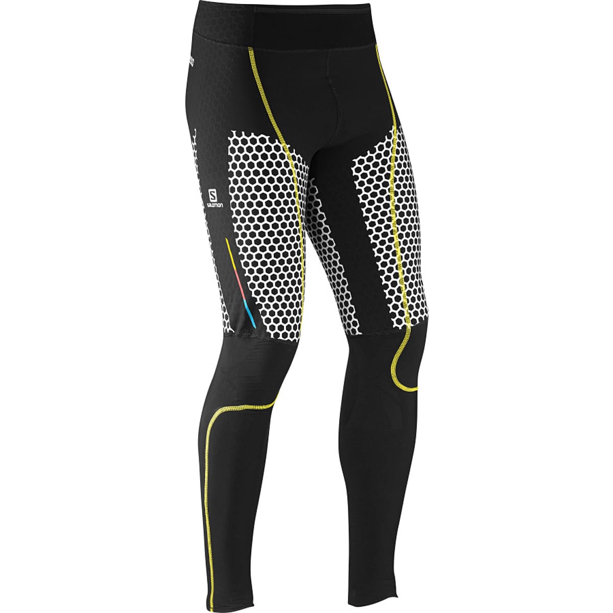 Salomon S/LAB EXO full-length tights with white honeycomb support zones, front