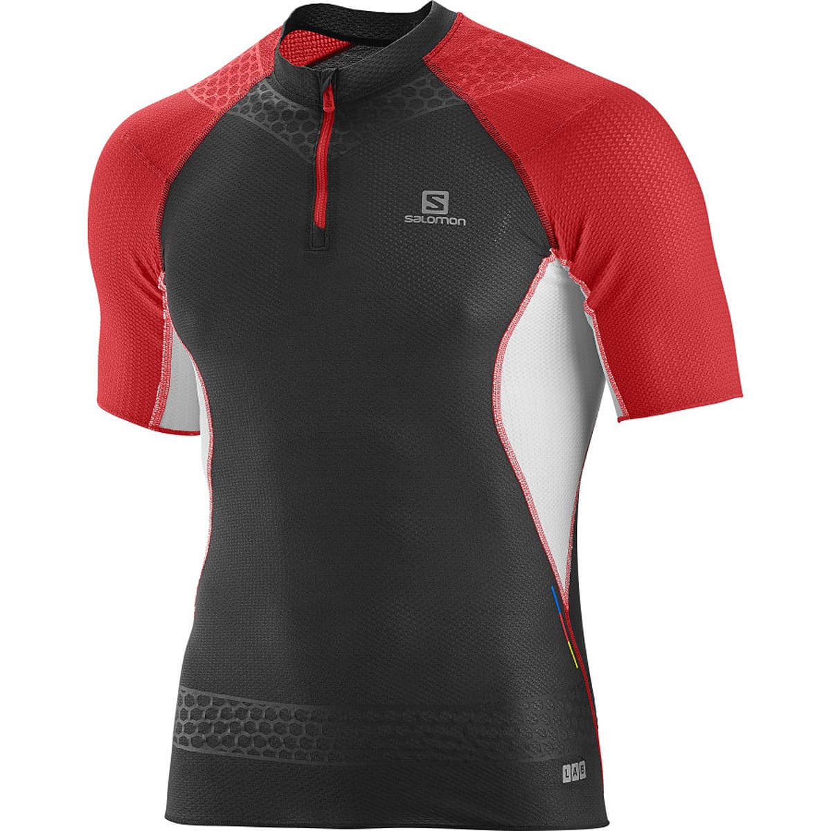 Salomon S/LAB EXO Zip Tee in black and red, front