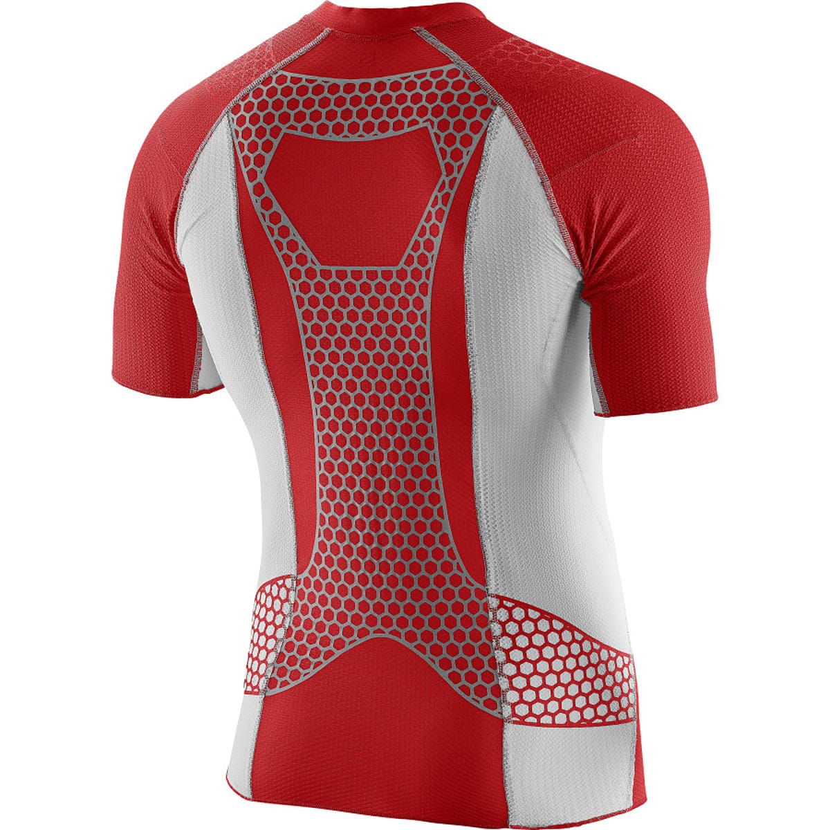Salomon S/LAB EXO Zip Tee in red and white, back
