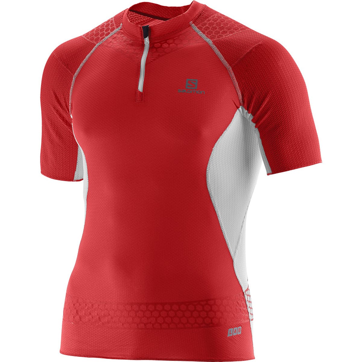 Salomon S/LAB EXO Zip Tee in red and white, front
