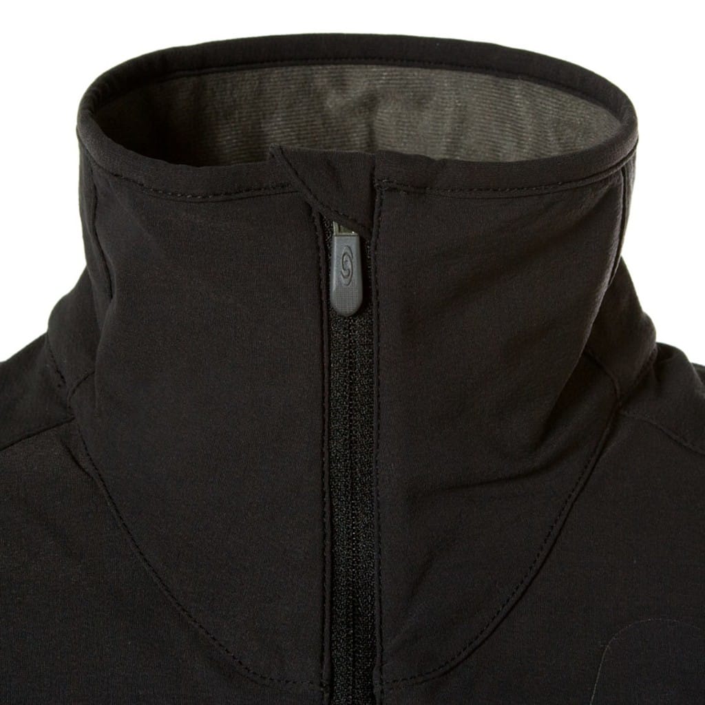 Salomon Charvin Softshell Jacket, stand collar and zipper detail