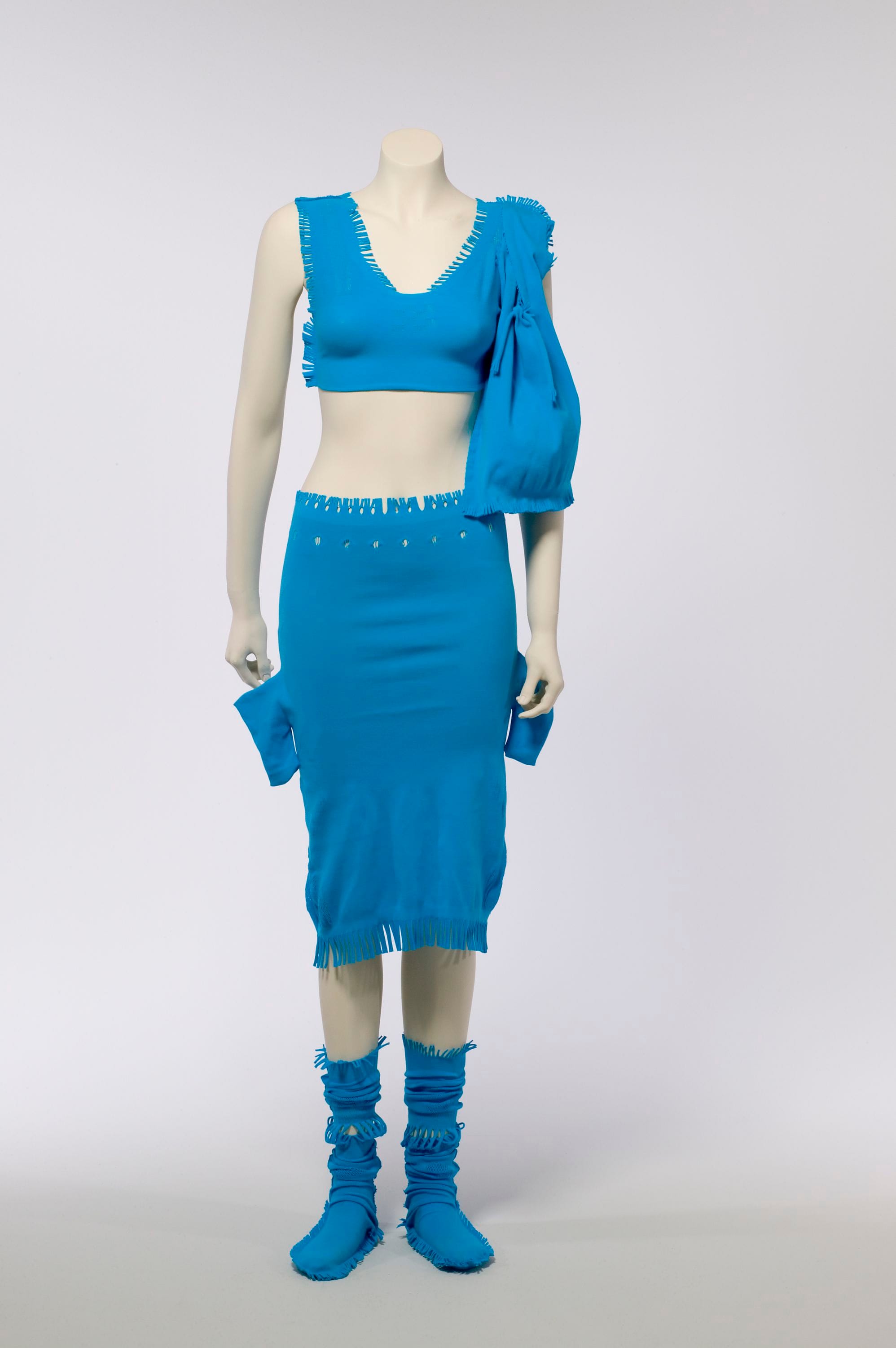 Issey Miyake A-POC blue knit ensemble, 160613.jpg view
