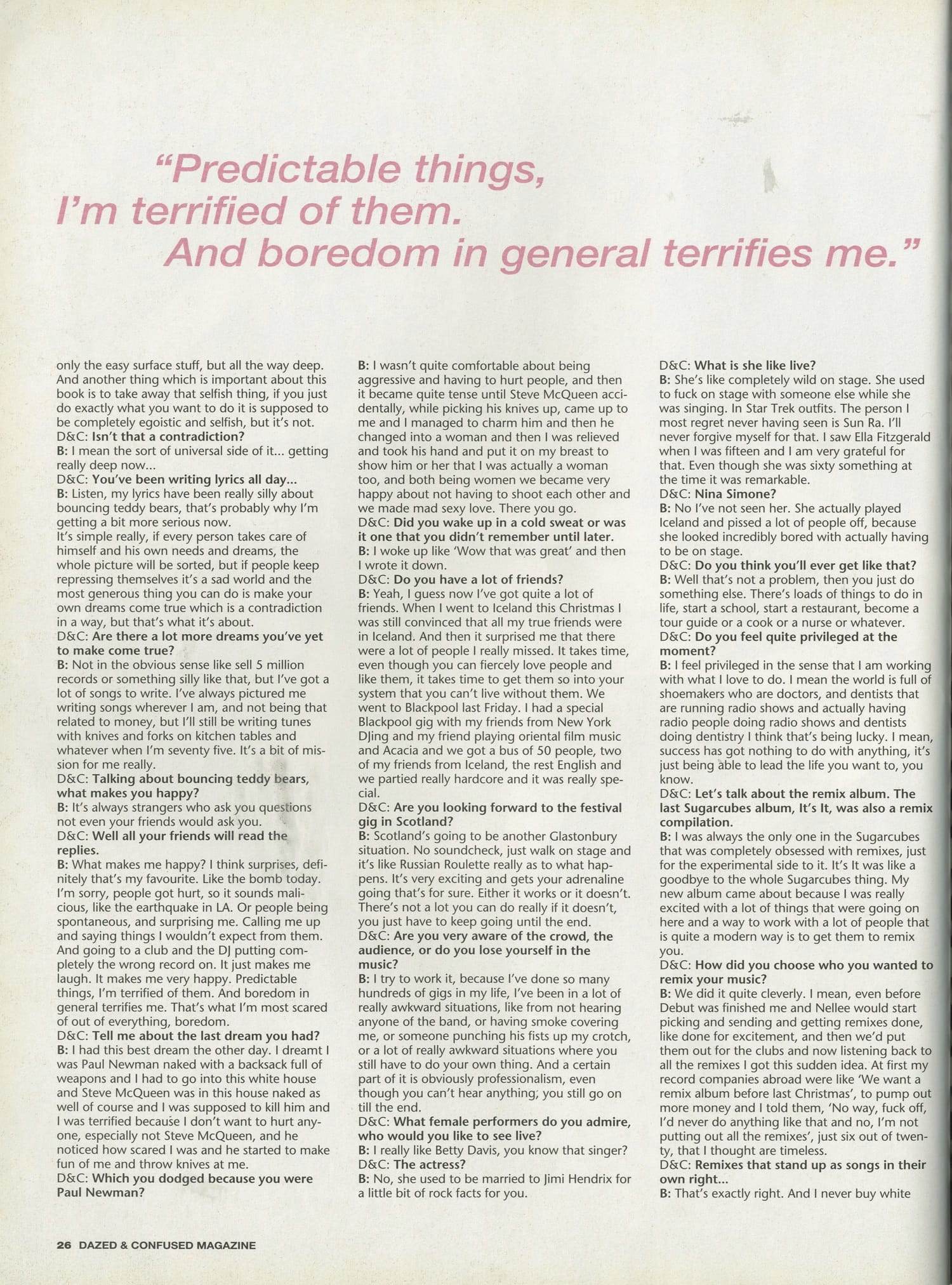 Björk feature, page 27