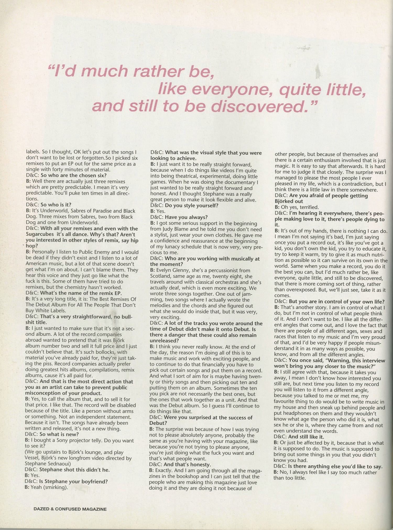 Björk feature, page 31
