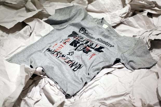Grey graphic T-shirt with black and red print from the SILLY THING x N. Hoolywood Homage to 221B collection.
